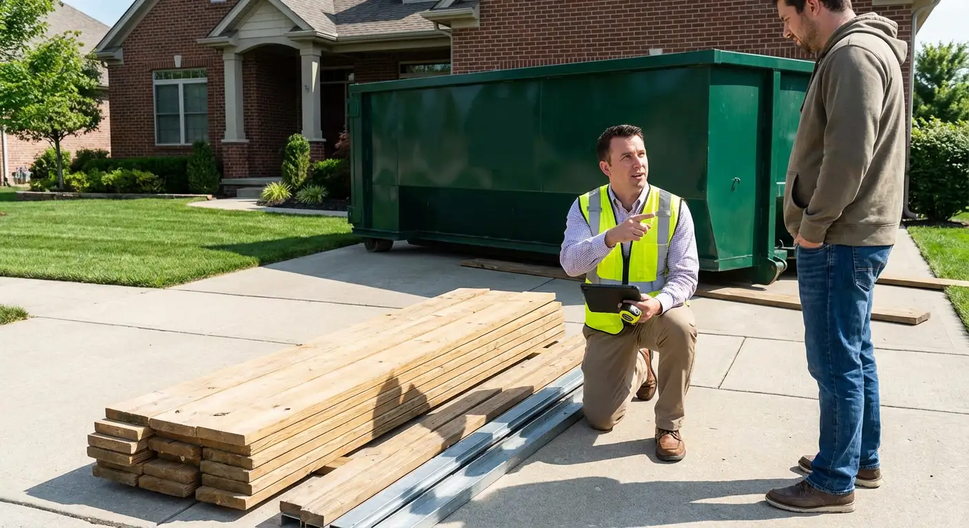 Dumpster rental delivery truck in Largo