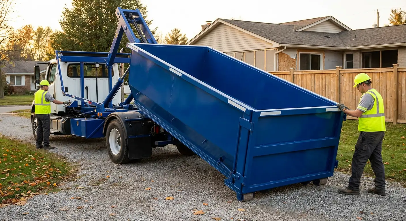 Roll-off dumpster rental delivery truck in Largo, FL